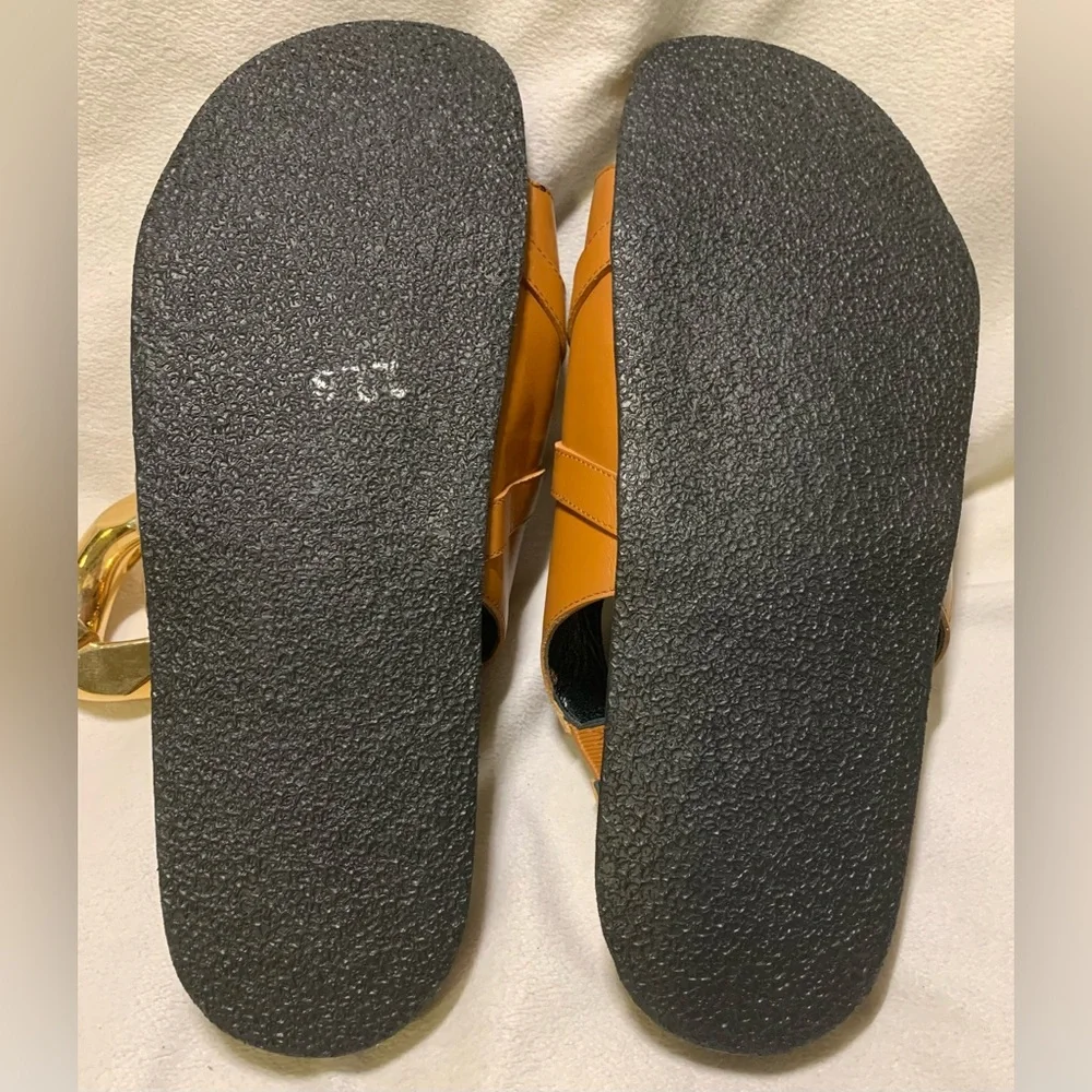 JW ANDERSON Cognac Brown Leather Chain Link Slingback Sandals size 12 NWOB - Picture 11 of 16